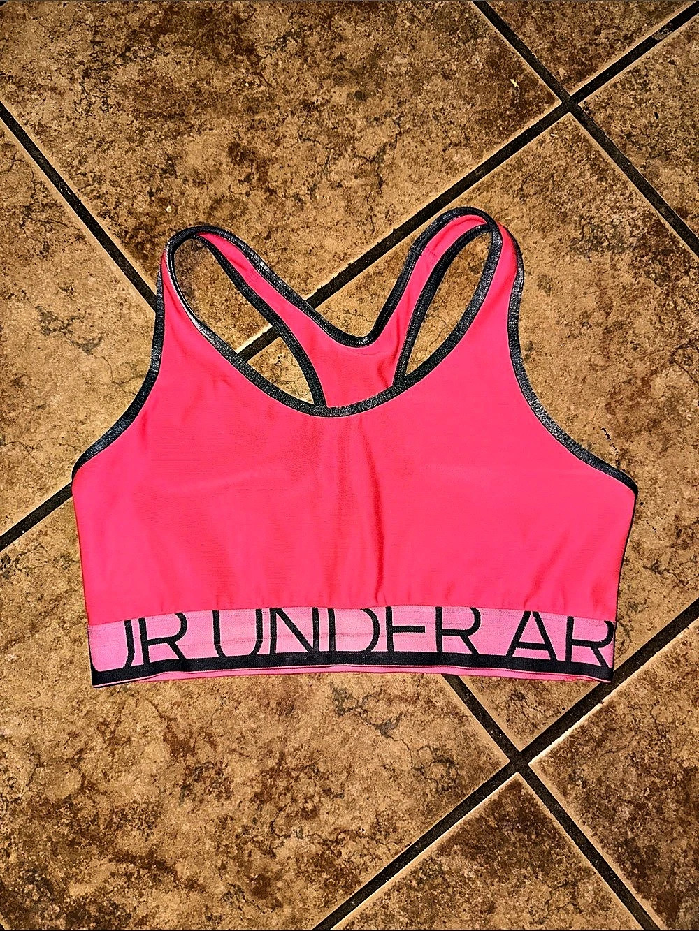 Under Armour UA Crossback Sports Bra Pink & Black